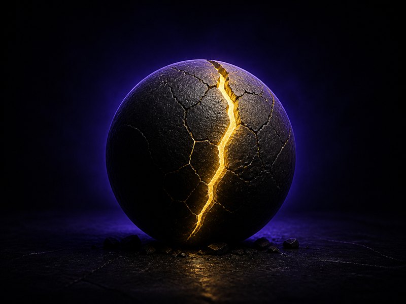 A cracked dark sphere revealing the real problem